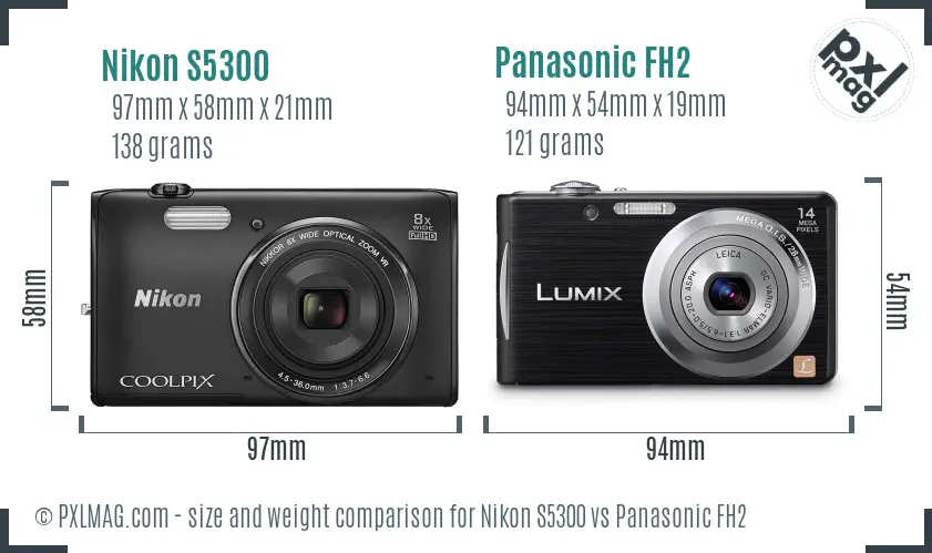 Nikon S5300 vs Panasonic FH2 size comparison Nikon S5300 vs Panasonic FH2 size comparison