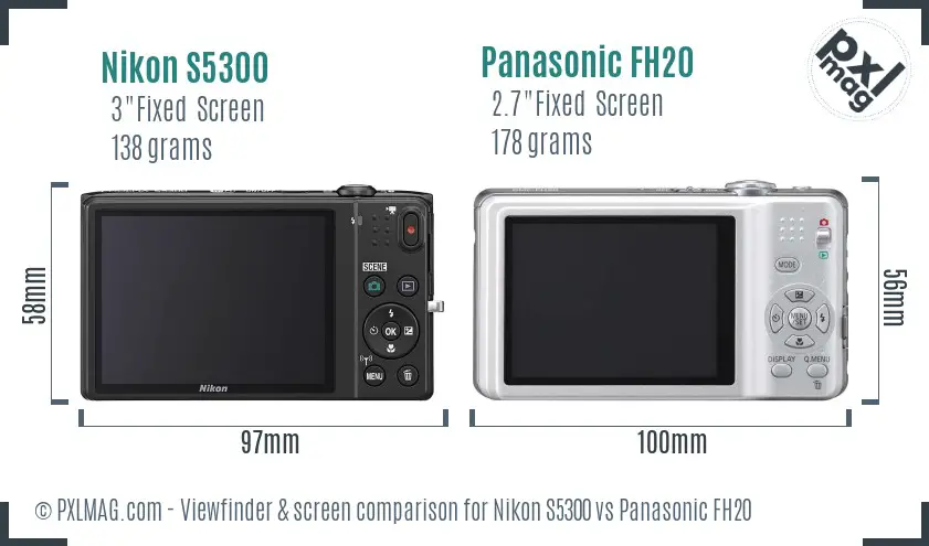 Nikon S5300 vs Panasonic FH20 Screen and Viewfinder comparison