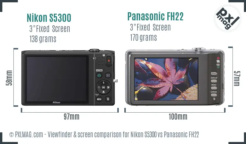 Nikon S5300 vs Panasonic FH22 Screen and Viewfinder comparison