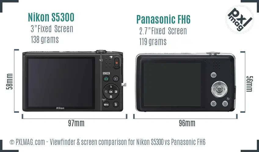 Nikon S5300 vs Panasonic FH6 Screen and Viewfinder comparison Nikon S5300 vs Panasonic FH6 Screen and Viewfinder comparison