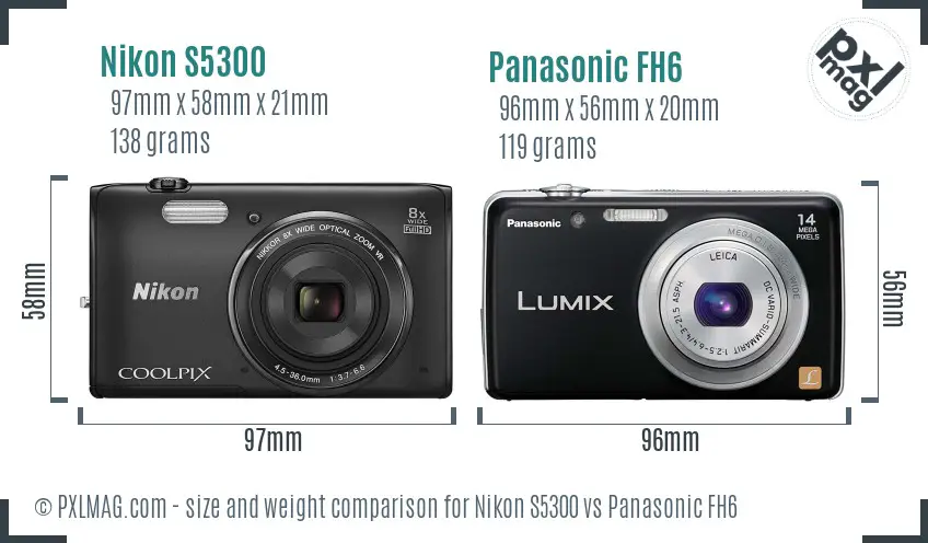 Nikon S5300 vs Panasonic FH6 size comparison Nikon S5300 vs Panasonic FH6 size comparison