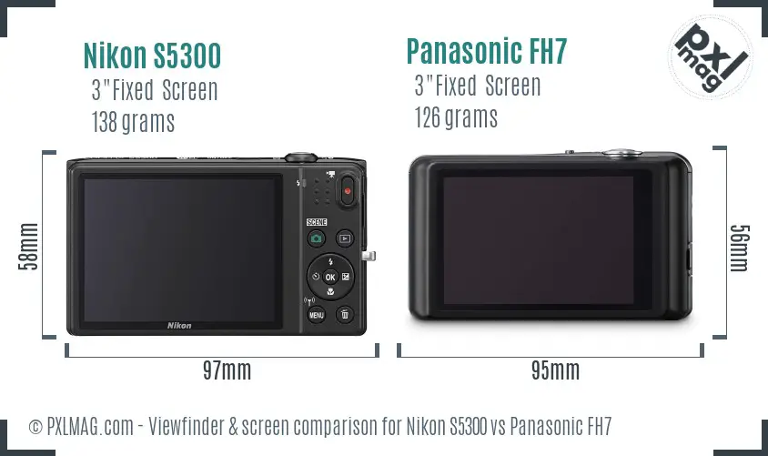Nikon S5300 vs Panasonic FH7 Screen and Viewfinder comparison