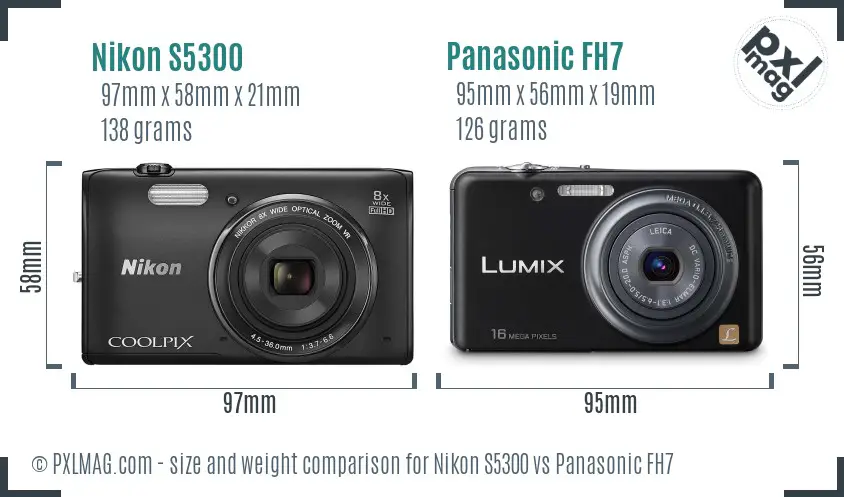 Nikon S5300 vs Panasonic FH7 size comparison