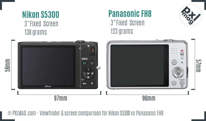 Nikon S5300 vs Panasonic FH8 Screen and Viewfinder comparison