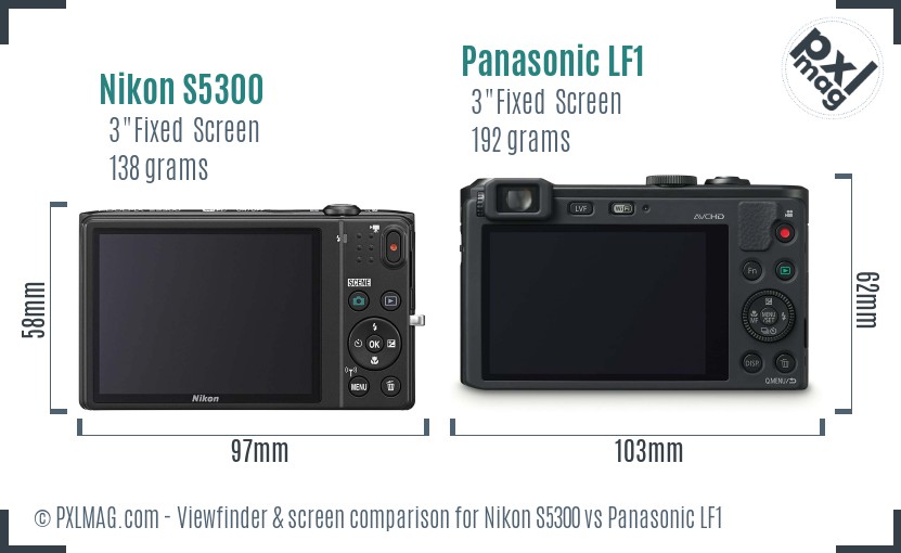 Nikon S5300 vs Panasonic LF1 Screen and Viewfinder comparison