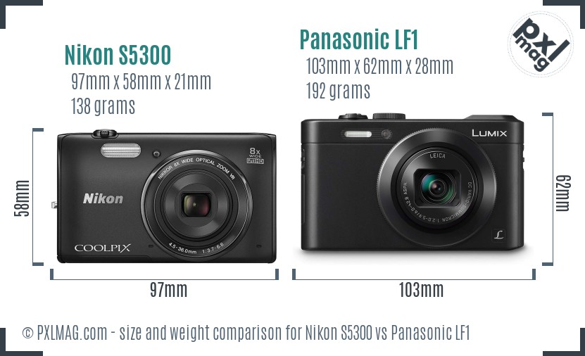 Nikon S5300 vs Panasonic LF1 size comparison