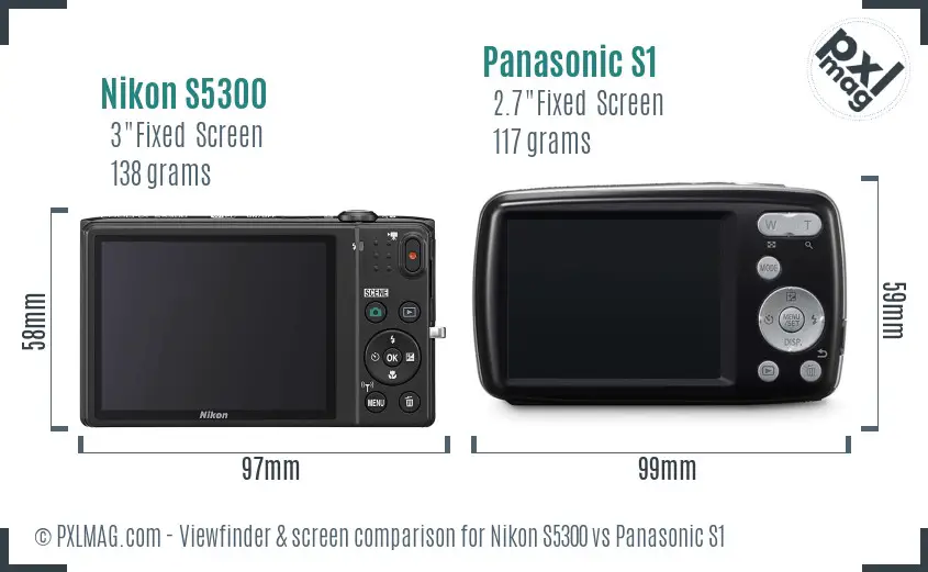 Nikon S5300 vs Panasonic S1 Screen and Viewfinder comparison
