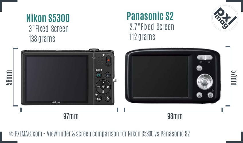 Nikon S5300 vs Panasonic S2 Screen and Viewfinder comparison