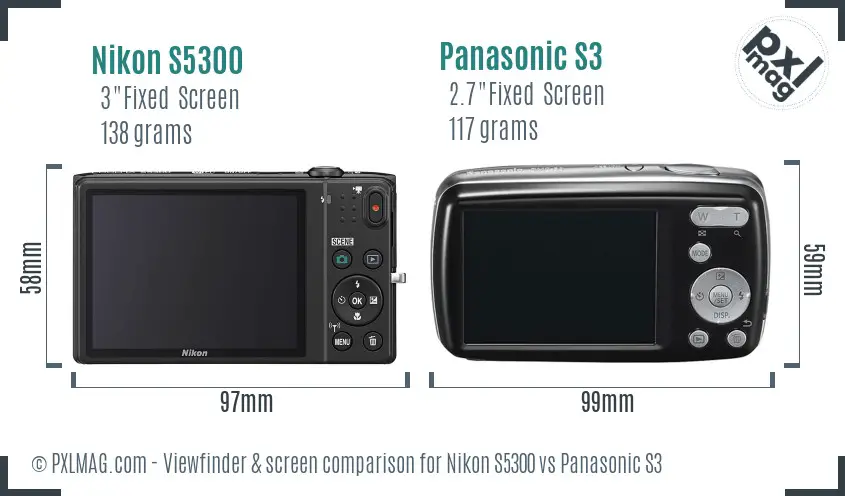 Nikon S5300 vs Panasonic S3 Screen and Viewfinder comparison