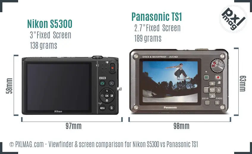 Nikon S5300 vs Panasonic TS1 Screen and Viewfinder comparison