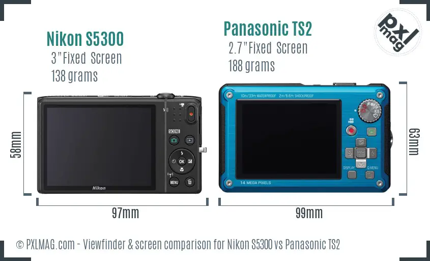 Nikon S5300 vs Panasonic TS2 Screen and Viewfinder comparison