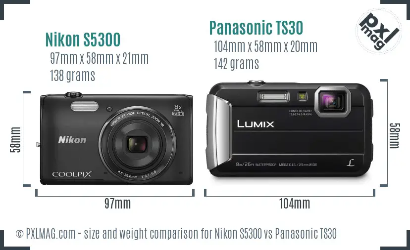 Nikon S5300 vs Panasonic TS30 size comparison Nikon S5300 vs Panasonic TS30 size comparison