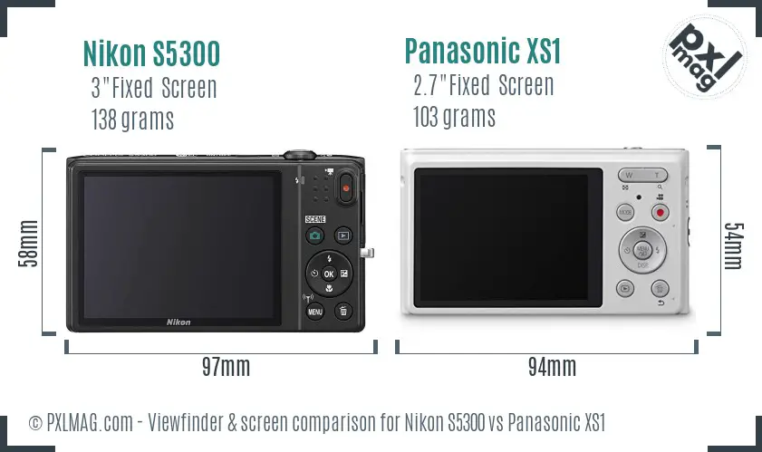 Nikon S5300 vs Panasonic XS1 Screen and Viewfinder comparison Nikon S5300 vs Panasonic XS1 Screen and Viewfinder comparison