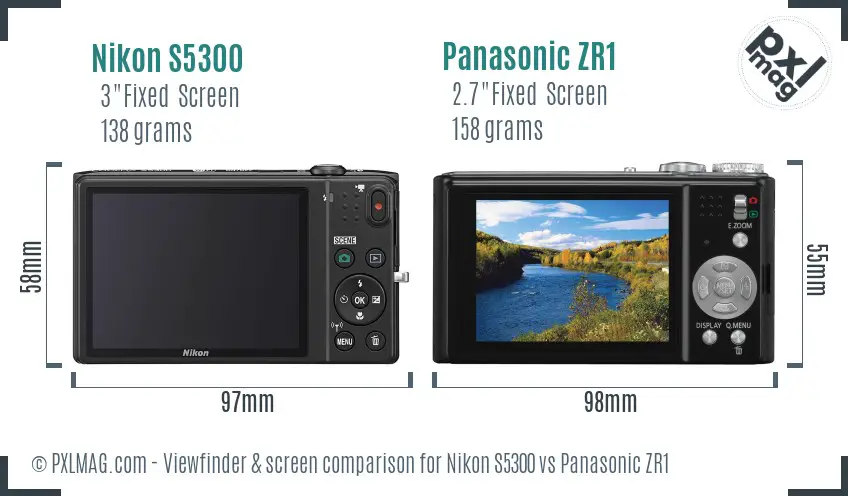 Nikon S5300 vs Panasonic ZR1 Screen and Viewfinder comparison Nikon S5300 vs Panasonic ZR1 Screen and Viewfinder comparison