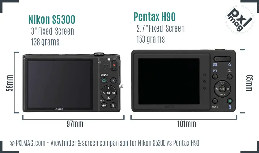 Nikon S5300 vs Pentax H90 Screen and Viewfinder comparison Nikon S5300 vs Pentax H90 Screen and Viewfinder comparison