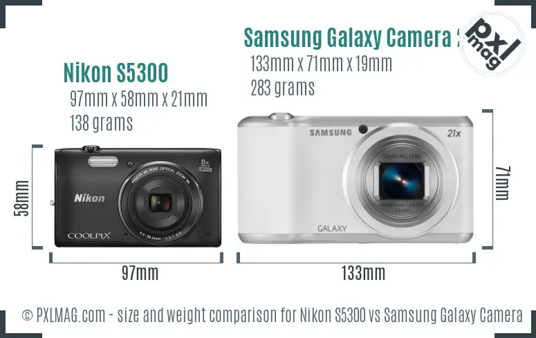 Nikon S5300 vs Samsung Galaxy Camera 2 size comparison