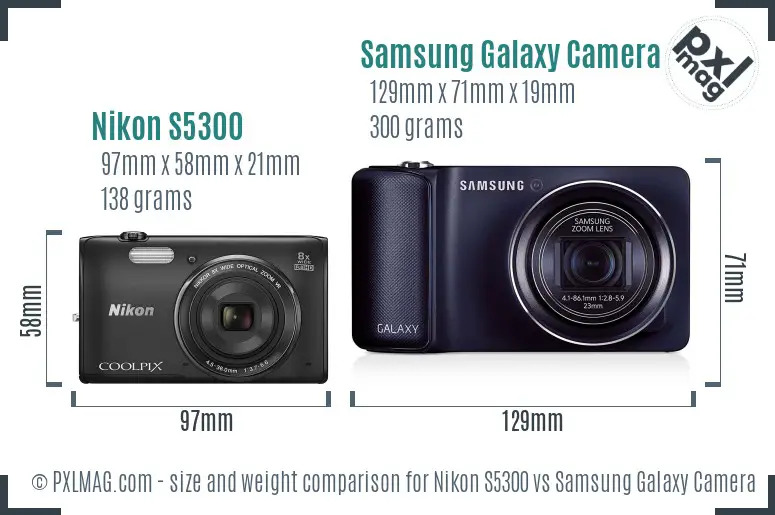 Nikon S5300 vs Samsung Galaxy Camera size comparison Nikon S5300 vs Samsung Galaxy Camera size comparison