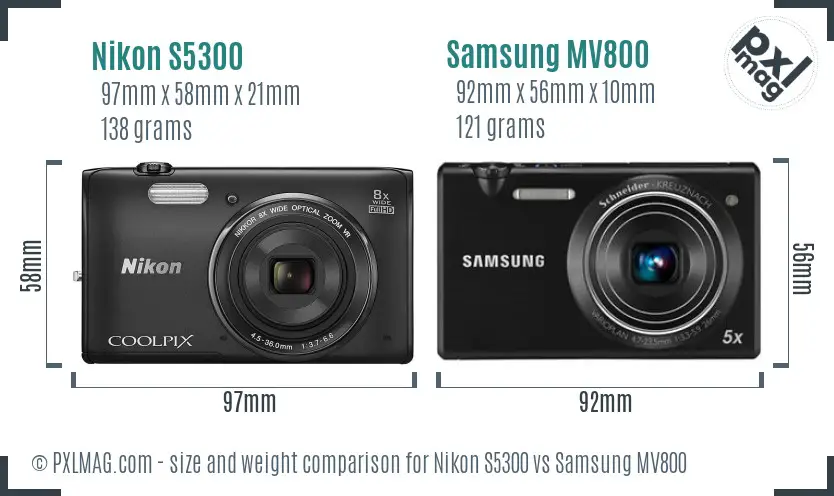 Nikon S5300 vs Samsung MV800 size comparison Nikon S5300 vs Samsung MV800 size comparison