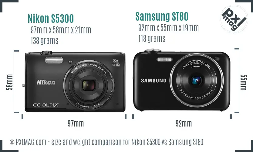 Nikon S5300 vs Samsung ST80 size comparison