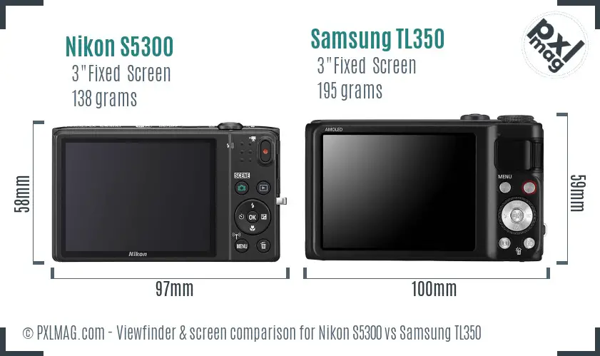 Back screen comparison of Nikon S5300 and Samsung TL350