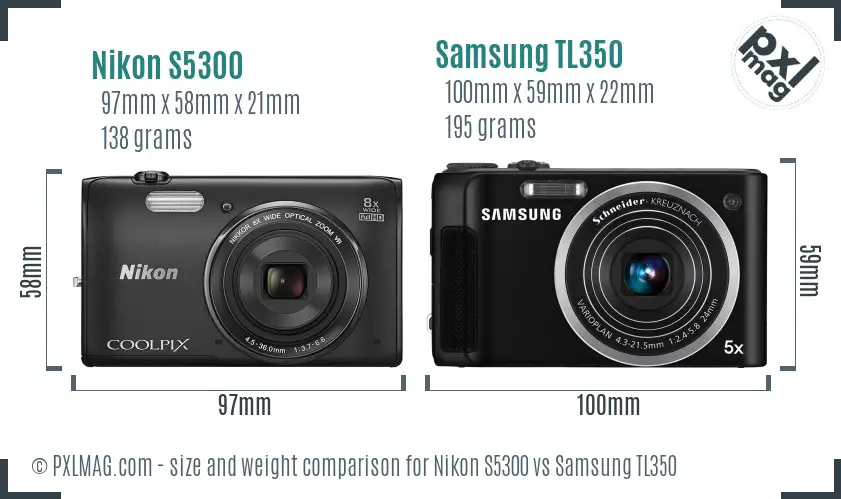 Size comparison between Nikon S5300 and Samsung TL350