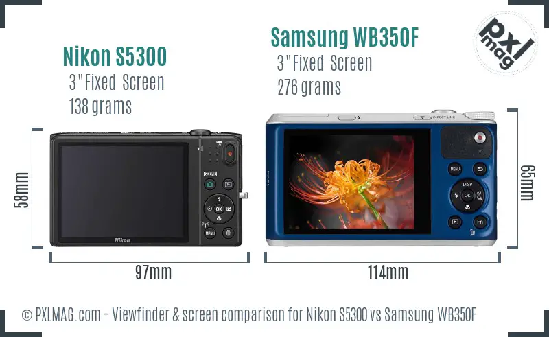 Nikon S5300 vs Samsung WB350F Screen and Viewfinder comparison Nikon S5300 vs Samsung WB350F Screen and Viewfinder comparison