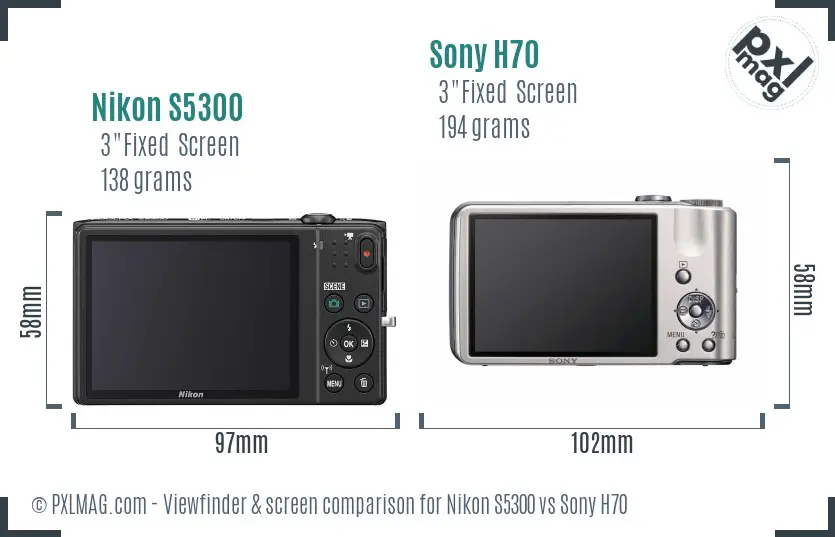 Nikon S5300 vs Sony H70 Screen and Viewfinder comparison