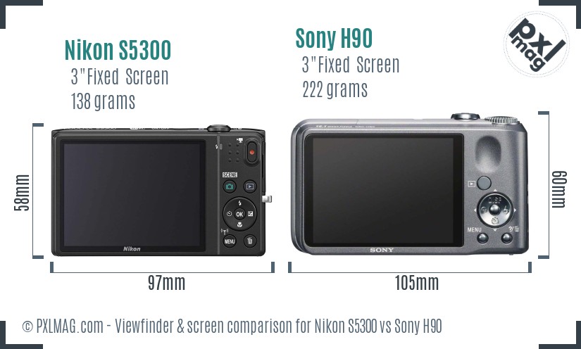 Nikon S5300 vs Sony H90 Screen and Viewfinder comparison
