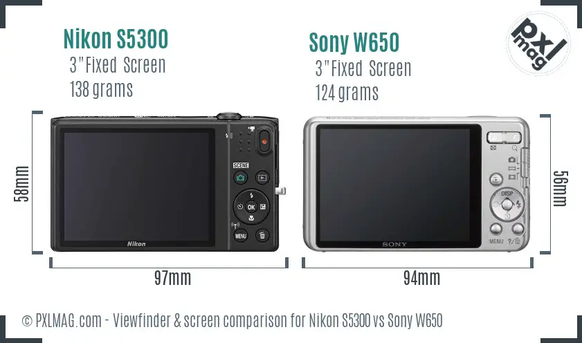 Nikon S5300 vs Sony W650 Screen and Viewfinder comparison Nikon S5300 vs Sony W650 Screen and Viewfinder comparison
