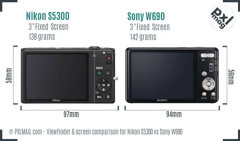 Nikon S5300 vs Sony W690 Screen and Viewfinder comparison