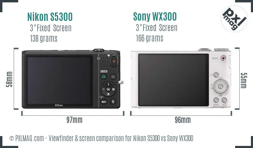 Nikon S5300 vs Sony WX300 Screen and Viewfinder comparison Nikon S5300 vs Sony WX300 Screen and Viewfinder comparison