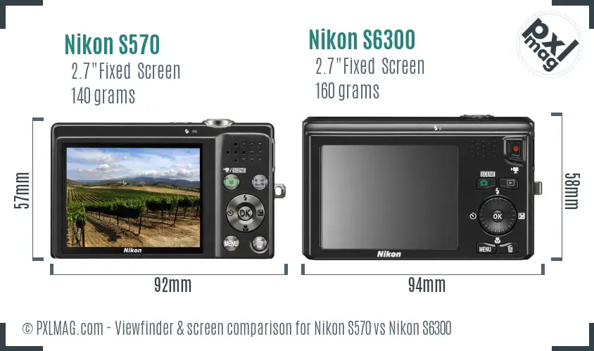 Nikon S570 vs Nikon S6300 Screen and Viewfinder comparison