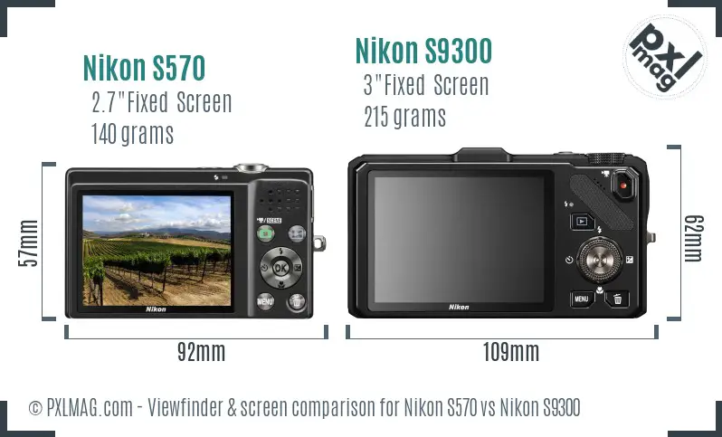 Nikon S570 vs Nikon S9300 Screen and Viewfinder comparison