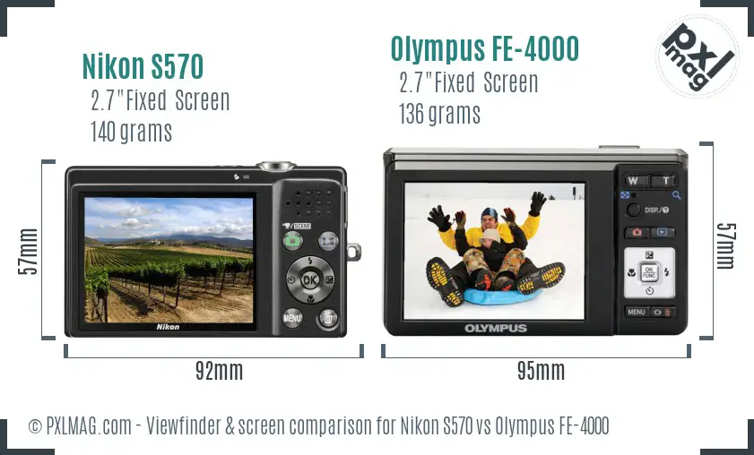 Nikon S570 vs Olympus FE-4000 Screen and Viewfinder comparison