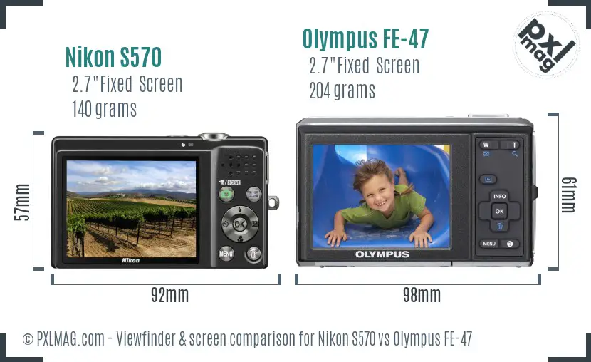 Nikon S570 vs Olympus FE-47 Screen and Viewfinder comparison Nikon S570 vs Olympus FE-47 Screen and Viewfinder comparison