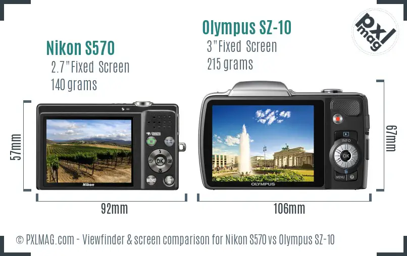 Nikon S570 vs Olympus SZ-10 Screen and Viewfinder comparison Nikon S570 vs Olympus SZ-10 Screen and Viewfinder comparison