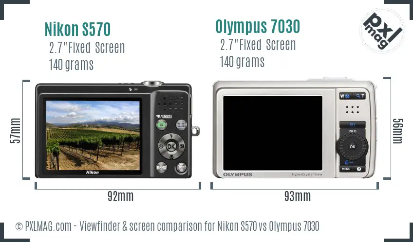 Nikon S570 vs Olympus 7030 Screen and Viewfinder comparison