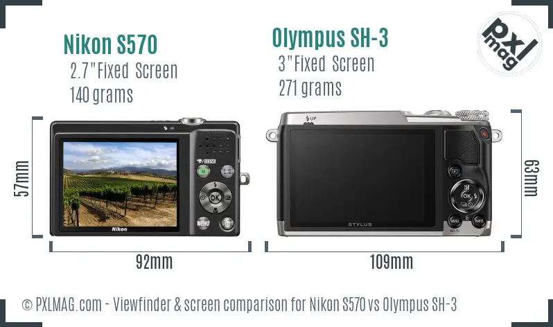 Nikon S570 vs Olympus SH-3 Screen and Viewfinder comparison Nikon S570 vs Olympus SH-3 Screen and Viewfinder comparison