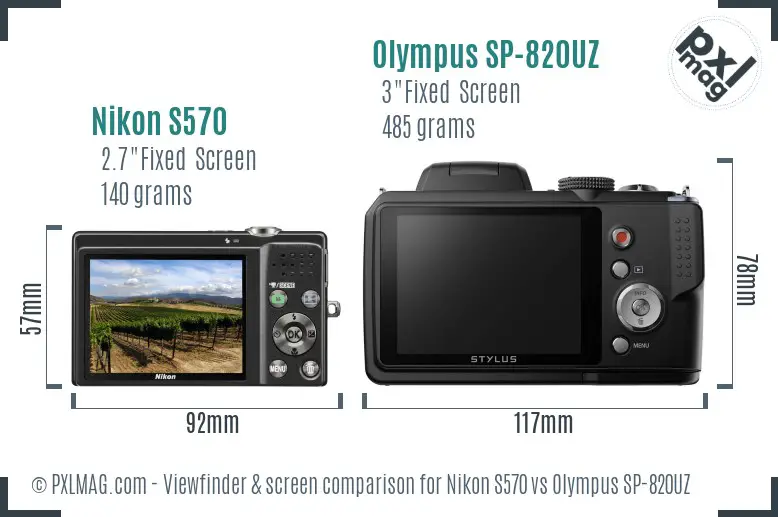 Nikon S570 vs Olympus SP-820UZ Screen and Viewfinder comparison Nikon S570 vs Olympus SP-820UZ Screen and Viewfinder comparison