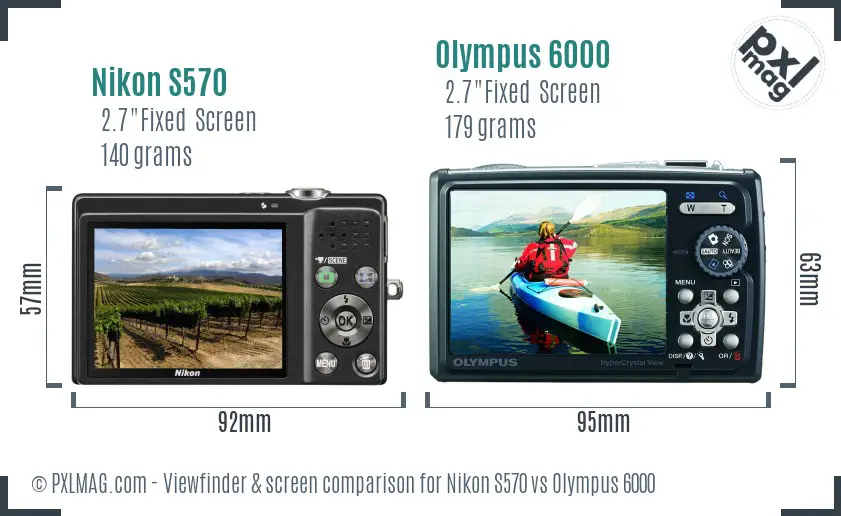 Nikon S570 vs Olympus 6000 Screen and Viewfinder comparison Nikon S570 vs Olympus 6000 Screen and Viewfinder comparison