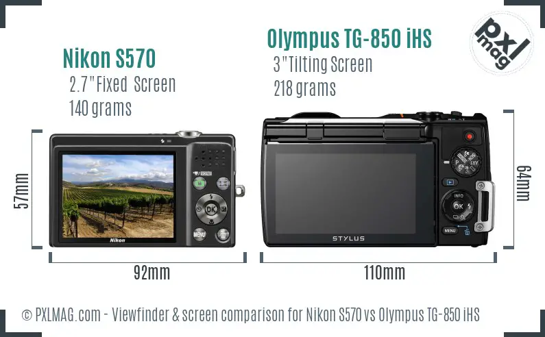 Nikon S570 vs Olympus TG-850 iHS Screen and Viewfinder comparison Nikon S570 vs Olympus TG-850 iHS Screen and Viewfinder comparison