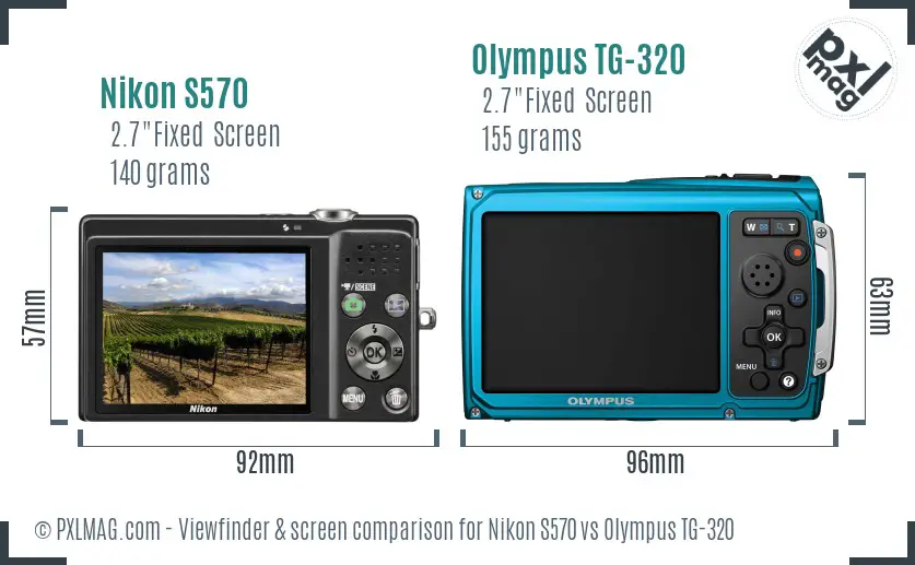 Nikon S570 vs Olympus TG-320 Screen and Viewfinder comparison