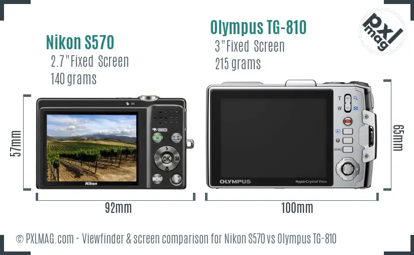 Nikon S570 vs Olympus TG-810 Screen and Viewfinder comparison