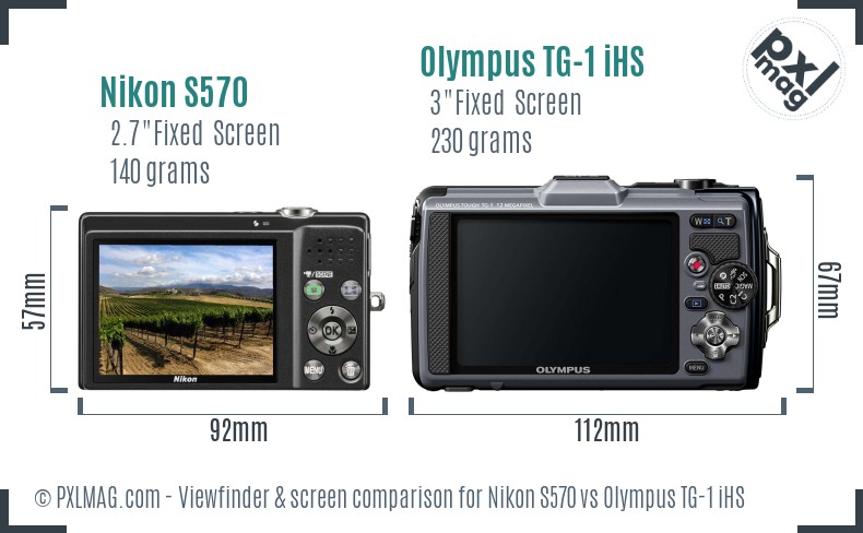 Nikon S570 vs Olympus TG-1 iHS Screen and Viewfinder comparison