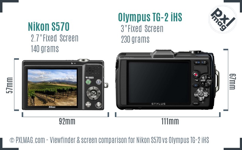 Nikon S570 vs Olympus TG-2 iHS Screen and Viewfinder comparison