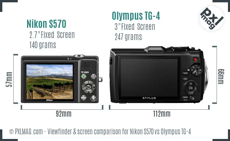 Nikon S570 vs Olympus TG-4 Screen and Viewfinder comparison