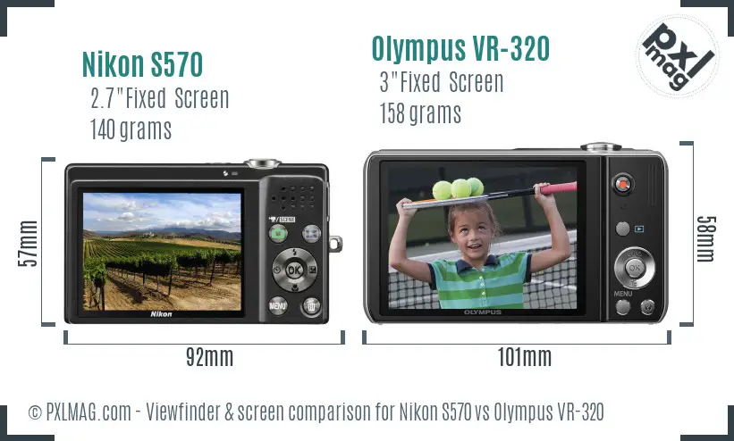 Nikon S570 vs Olympus VR-320 Screen and Viewfinder comparison