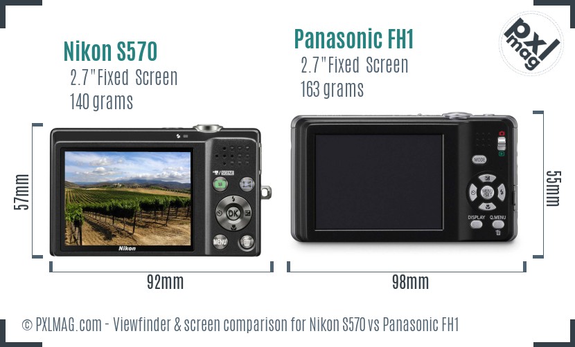 Nikon S570 vs Panasonic FH1 Screen and Viewfinder comparison