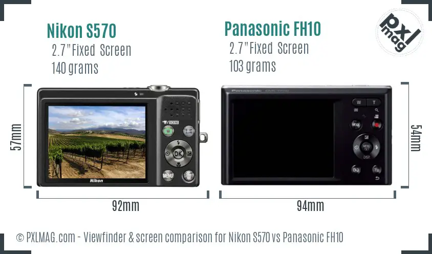 Nikon S570 vs Panasonic FH10 Screen and Viewfinder comparison Nikon S570 vs Panasonic FH10 Screen and Viewfinder comparison