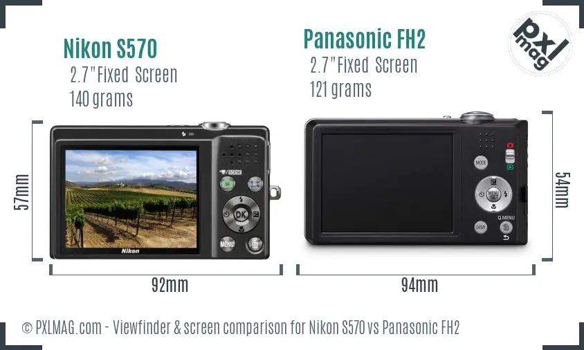 Nikon S570 vs Panasonic FH2 Screen and Viewfinder comparison Nikon S570 vs Panasonic FH2 Screen and Viewfinder comparison